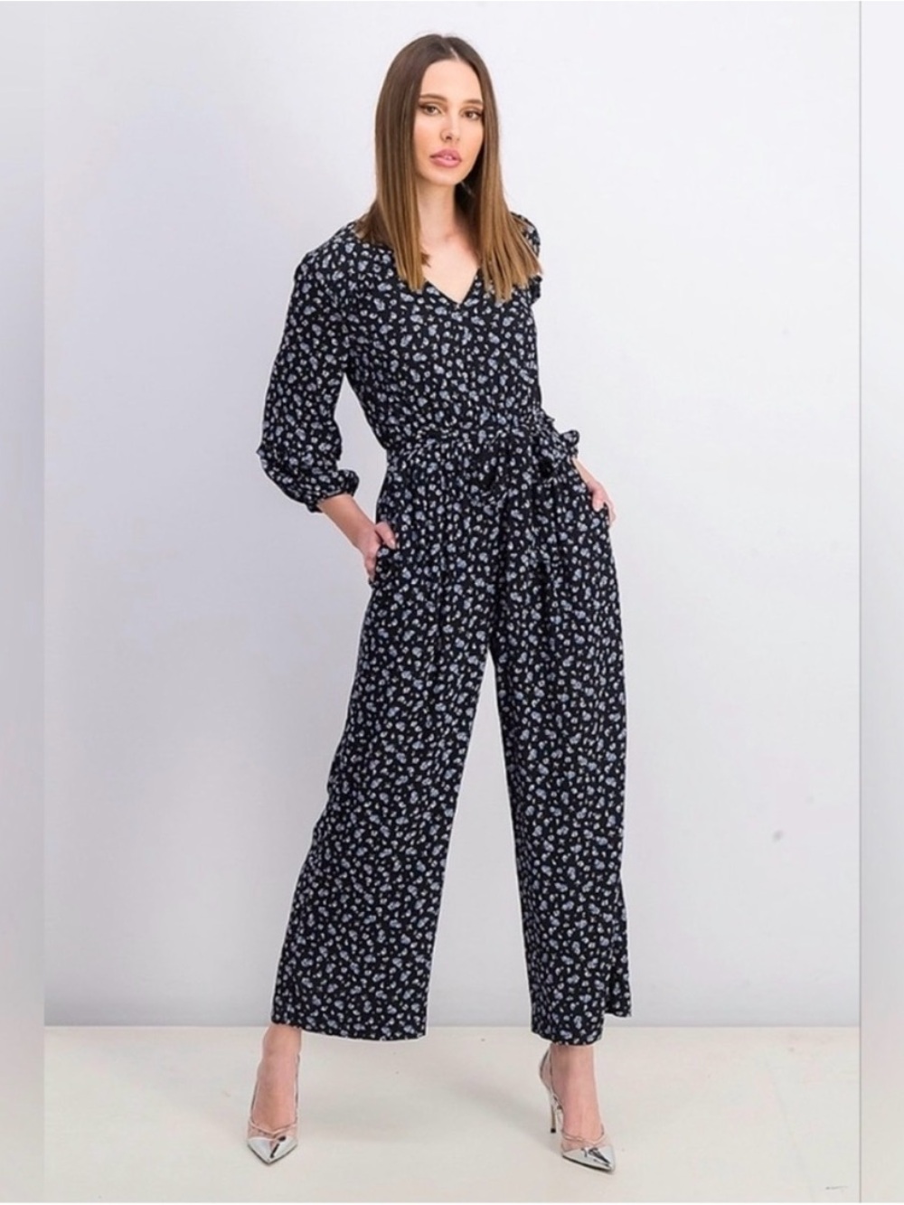 Madewell Black Floral Jumpsuit